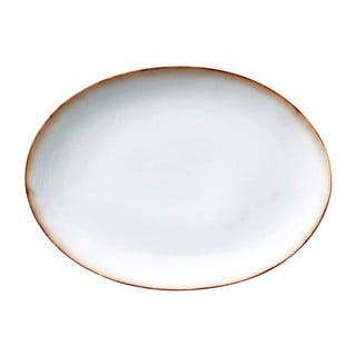Šedokrémový kameninový oválný servírovací talíř Bitz Basics Grey Cream, 45 x 34 cm