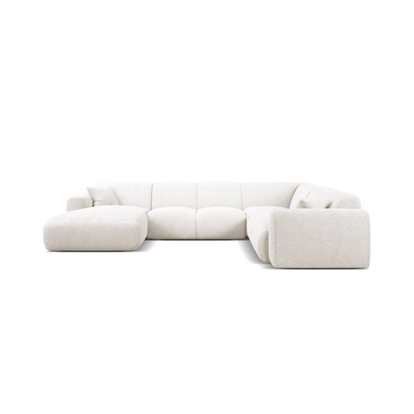 Bílá rohová pohovka z textilie bouclé (do "U") Molino – Micadoni -image-1