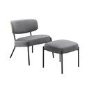 Šedé sametové křeslo s podnožkou Jerry – Støraa