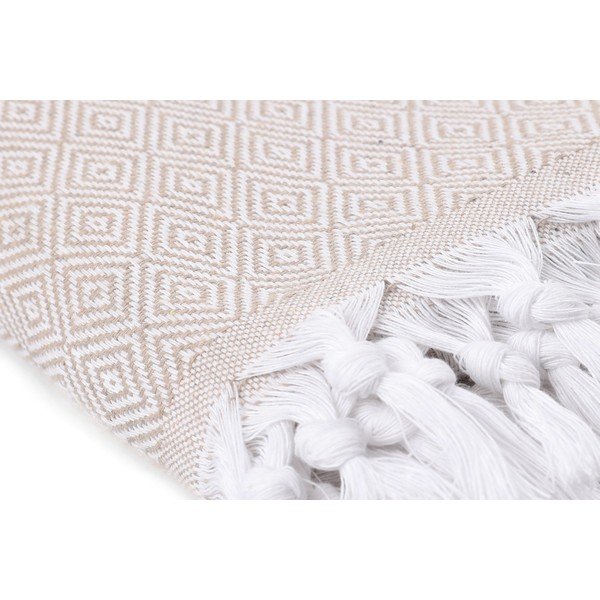 Světle béžový bavlněný přehoz přes postel Galina Beige White, 220 x 240 cm-image-4