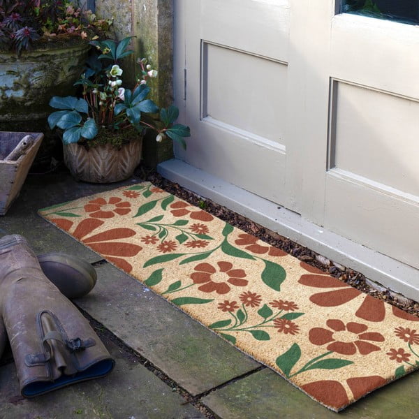 Rohožka z kokosového vlákna 40x120 cm Red & Green Floral – Artsy Doormats-image-1