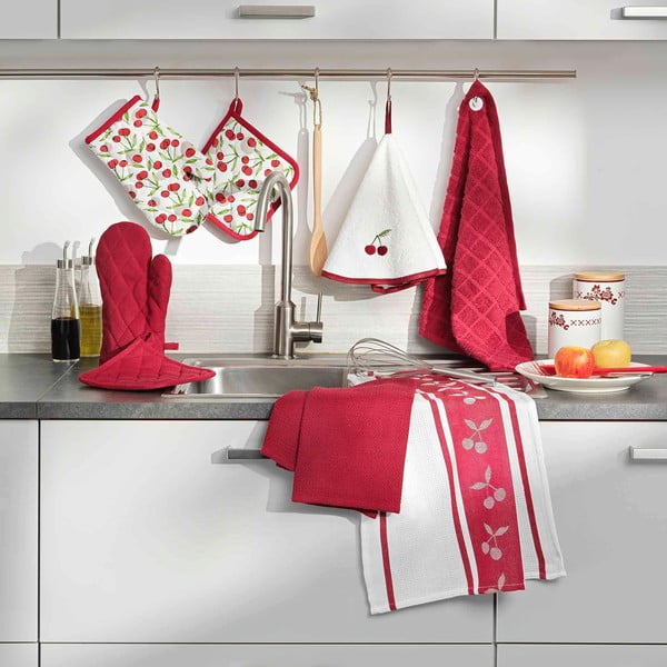 Červeno-bílý froté bavlněný ručník 60 cm Cerisette – douceur d'intérieur-image-2