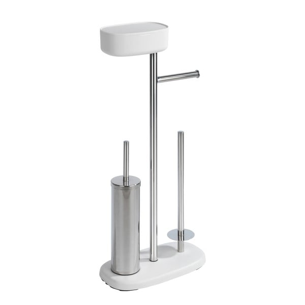 Stojan na toaletní papír se štětkou z nerezové oceli v bílo-stříbrné barvě Rivazza – Wenko-image-3