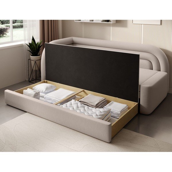 Béžová sametová rozkládací/s úložným prostorem pohovka levý roh 223 cm Fabillo – ELTAP-image-4