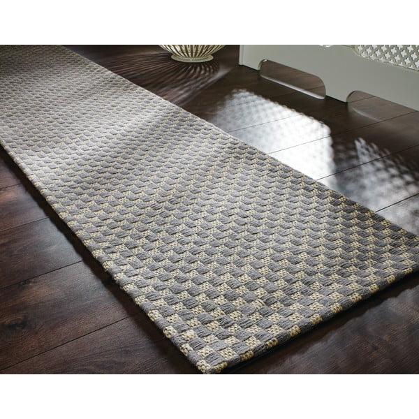 Šedý koberec z juty Flair Rugs Check, 80 x 150 cm