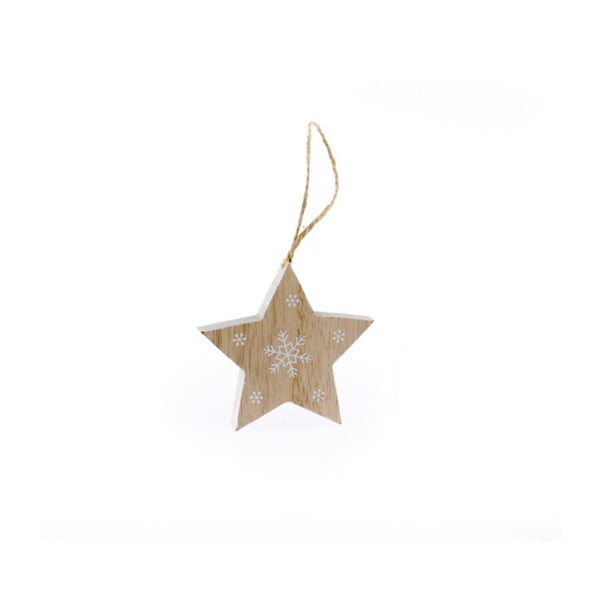 Dřevěná závěsná hvězda Dakls Snowflake, výška 7,2 cm