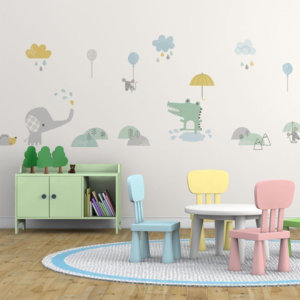 Dětské samolepky na zeď Ambiance Animals in the Rain-image-1