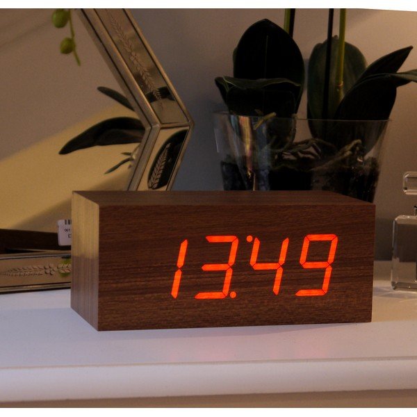 Červený LED budík Large, teak-image-1