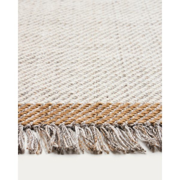 Krémový ručně tkaný vlněný koberec 160x230 cm Brina – Kave Home-image-3