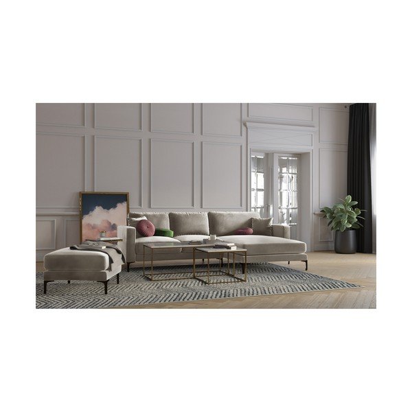 Béžová sametová podnožka Kooko Home Harmony-image-3