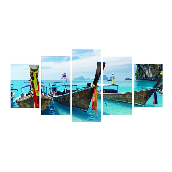Pětidílný obraz Tropical Paradise Boats
