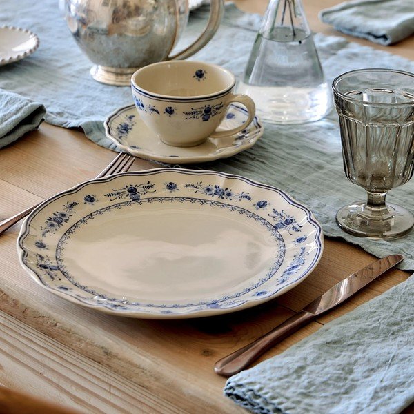 Modrý/béžový talíř z kameniny ø 27 cm Vila – Costa Nova-image-1