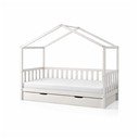 Bílá domečková dětská postel z borovicového dřeva s výsuvným lůžkem a úložným prostorem 90x200 cm DALLAS – Vipack