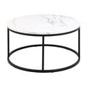 Bílý kulatý konferenční stolek s deskou v dekoru mramoru ø 80 cm Spiro – Actona