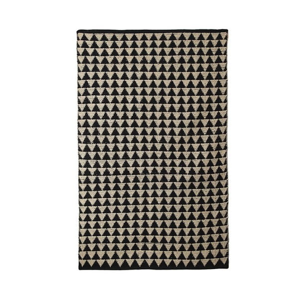 Černo-béžový bavlněný ručně tkaný koberec Pipsa Triangle, 100 x 120 cm