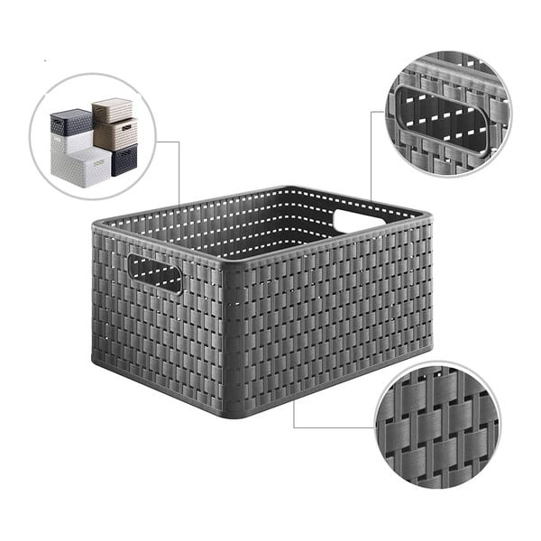 Tmavě šedý úložný košík z recyklovaného plastu Country - Rotho-image-2