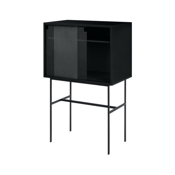 Černá vitrína s posuvnými dveřmi 70x109x40 cm Lekko – noo.ma