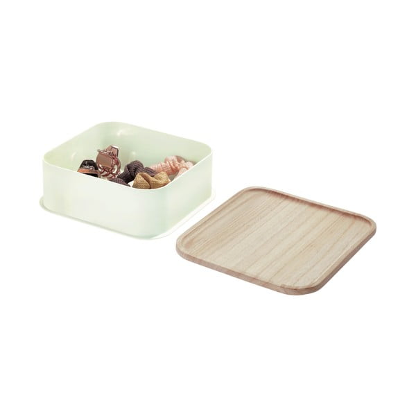 Bílý úložný box s víkem ze dřeva paulownia iDesign Eco, 21,3 x 21,3 cm-image-3