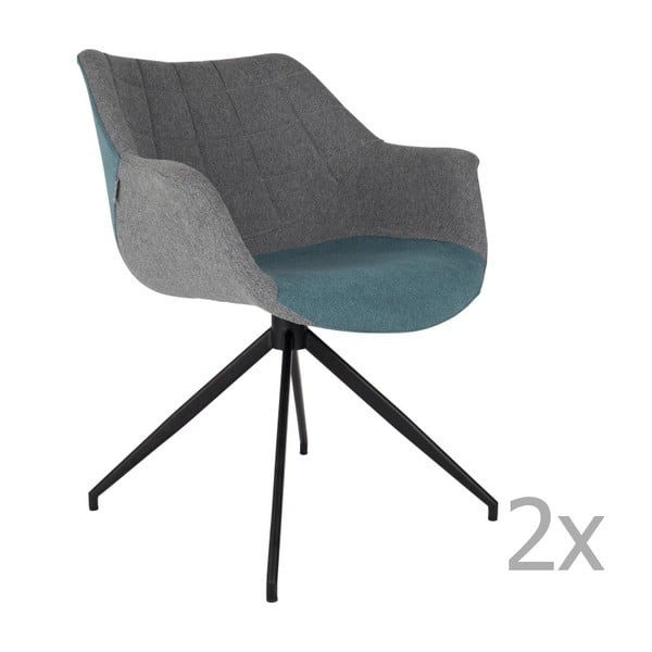 Sada 2 šedo-modrých židlí Zuiver Doulton