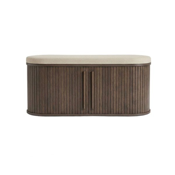 Polstrovaná lavice v tmavě přírodní barvě Meta – Unique Furniture