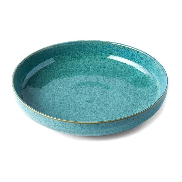 Tyrkysový hluboký  keramický talíř ø 20 cm Peacock – MIJ