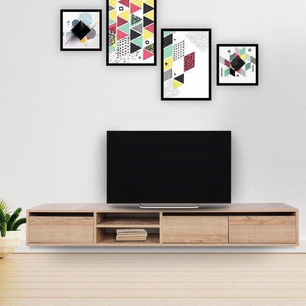 TV stolek v dekoru dubu v přírodní barvě 180x30x25 cm Rust – Kalune Design-image-1