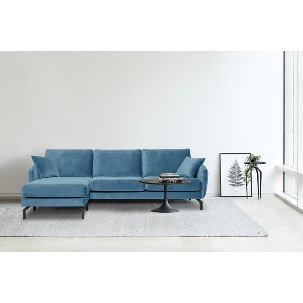 Modrá sametová rohová pohovka (levý roh) Magic - Scandic-image-1