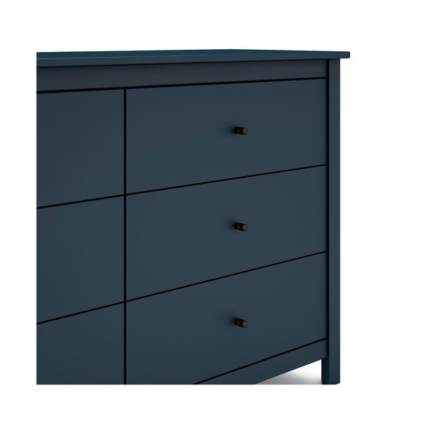 Tmavě modrá nízká komoda z borovicového dřeva 130x80 cm Misti – Marckeric-image-4