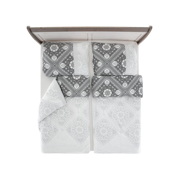 Bílo-šedé krepové povlečení na jednolůžko 140x200 cm Top Class – B.E.S.-image-2