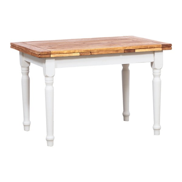 Dřevěný rozkládací jídelní stůl s bílou konstrukcí Biscottini Teigge, 120 x 80 cm