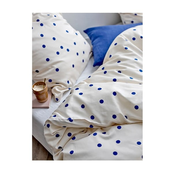 Modré/krémové povlečení na jednolůžko z bavlněného saténu 140x200 cm Solaris – Södahl-image-1