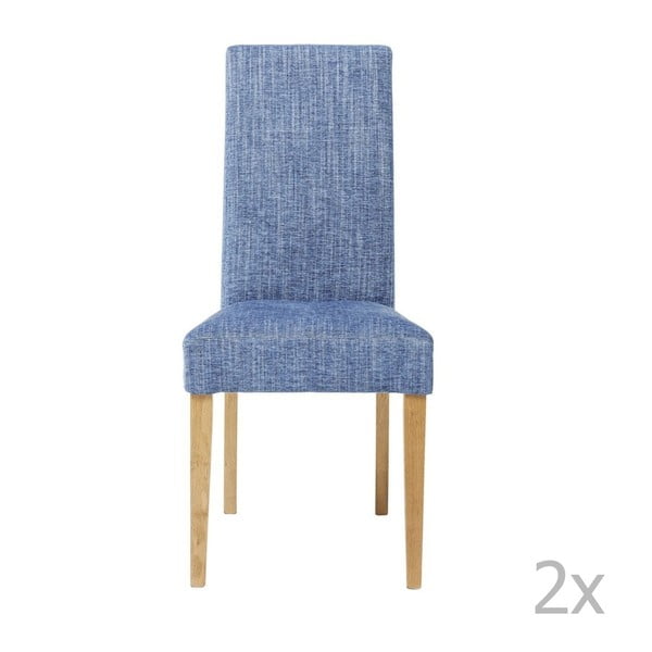 Sada 2 modrých jídelních židlí s podnožím z bukového dřeva Kare Design Salty