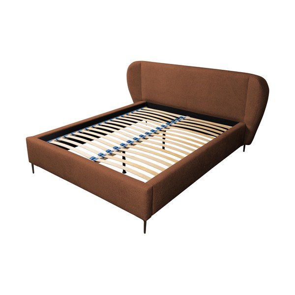 Čalouněná dvoulůžková postel s roštem 160x200 cm v terakotové barvě Makana – Makamii-image-2