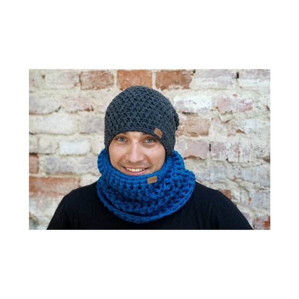 Tmavě šedá ručně háčkovaná čepice DOKE Night-image-2