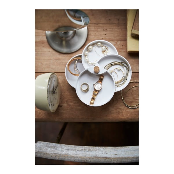 Bílá šperkovnice s detailem z bukového dřeva YAMAZAKI Tosca-image-1