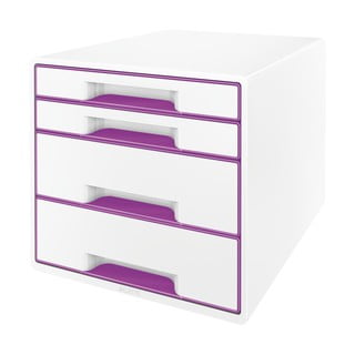 Bílo-fialový zásuvkový box Leitz WOW CUBE, 4 zásuvky