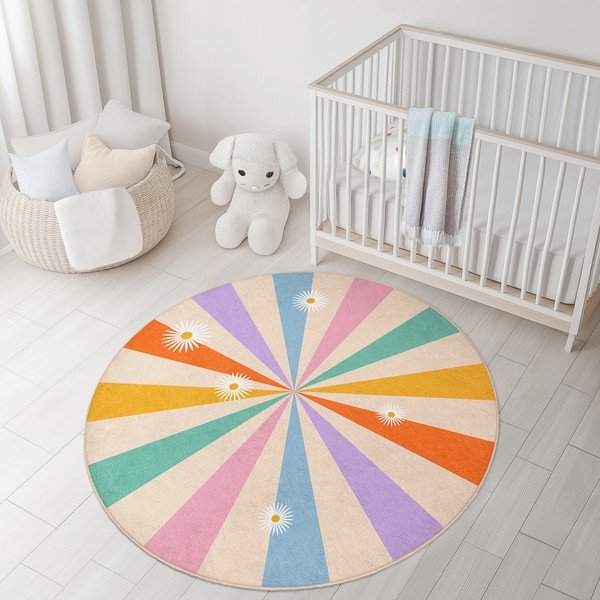 Pratelný dětský koberec ø100 cm Rainbow Daisy – Mila Home-image-4