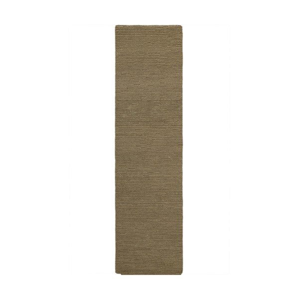 Khaki ručně tkaný vlněný běhoun 80x230 cm Harris Boucle – Flair Rugs
