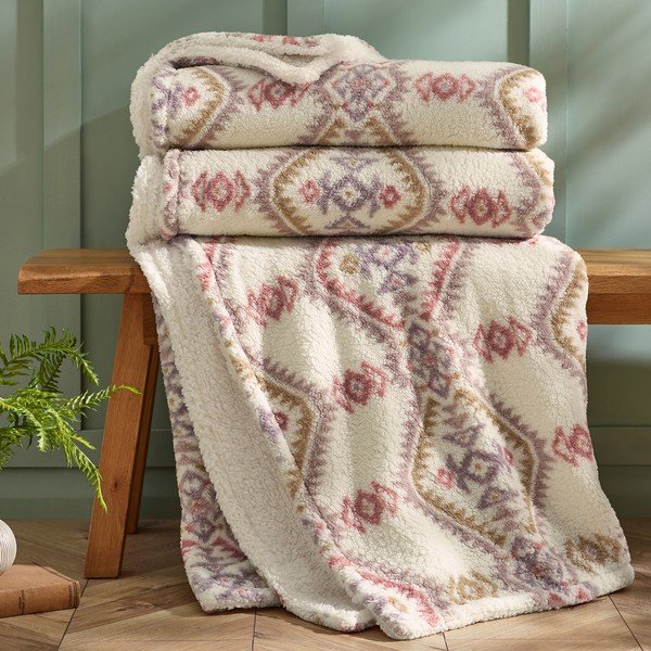 Deka v přírodní barvě 240x200 cm Navajo Fleece – Catherine Lansfield-image-2