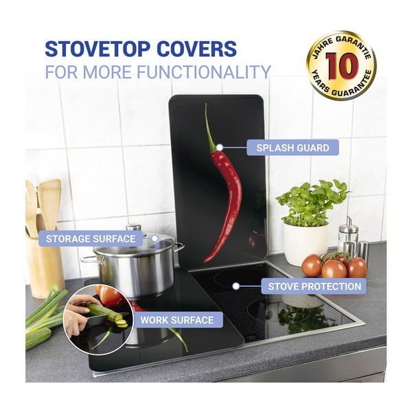 Sada 2 skleněných krytů na sporák Wenko Peperoni, 52 x 30 cm-image-4