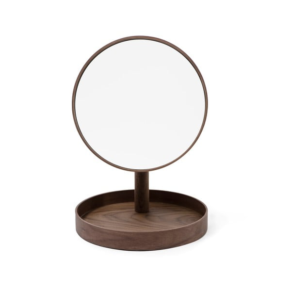 Kosmetické zrcadlo s rámem z ořechového dřeva Wireworks Cosmos, ø 25 cm
