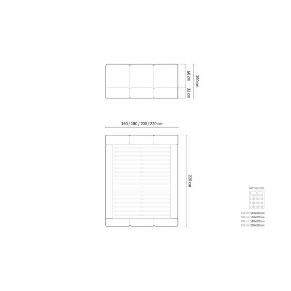 Tmavě modrá sametová čalouněná dvoulůžková postel s úložným prostorem s roštem 200x200 cm Brody – Mazzini Beds-image-4