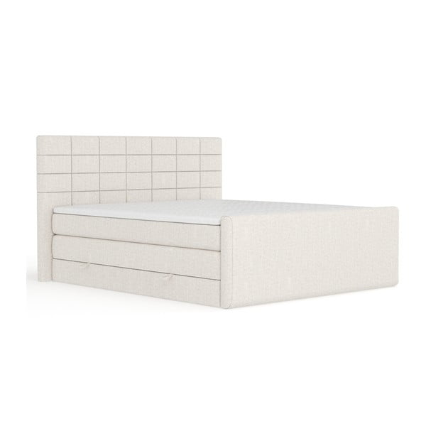 Béžová boxspring postel s úložným prostorem 200x200 cm Ava – Maison de Rêve