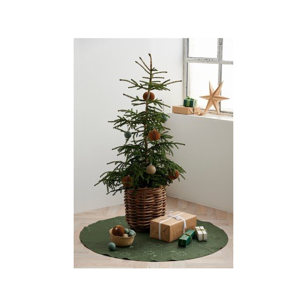 Zelený kulatý koberec pod vánoční stromeček ø 120 cm Star Damask - Södahl-image-1