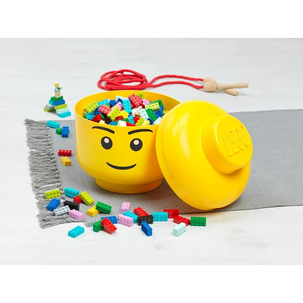 Žlutý úložný box ve tvaru hlavy LEGO® Silly, ⌀ 16,3 cm-image-1