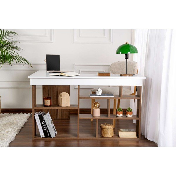 Rohový pracovní stůl v dekoru ořechu 120x130 cm Vesper – Kalune Design-image-3