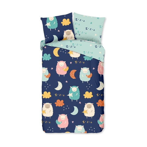 Modré bavlněné dětské povlečení na jednolůžko/prodloužené 140x220 cm Sheep – Good Morning
