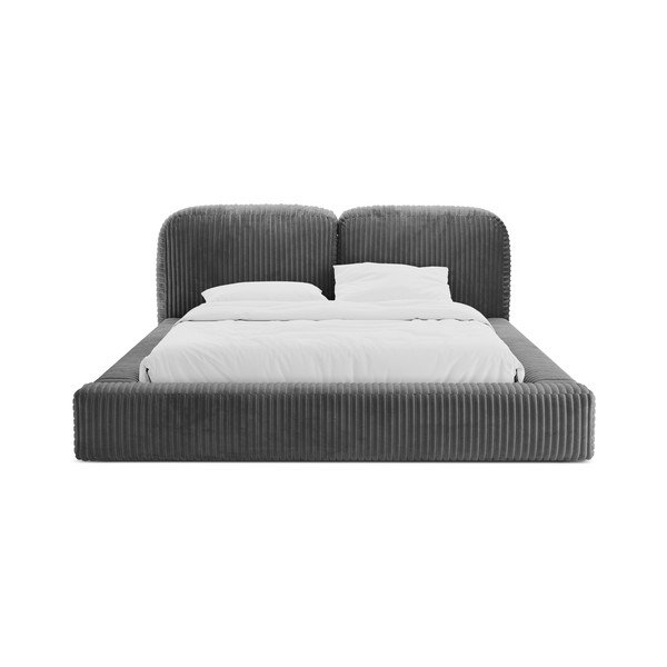 Šedá čalouněná dvoulůžková postel s úložným prostorem s roštem 200x200 cm Martina – Micadoni -image-4