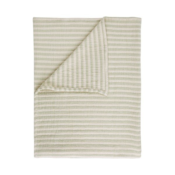 Zelená bavlněná deka 150x200 cm Cotton Muslin Stripe – Bianca