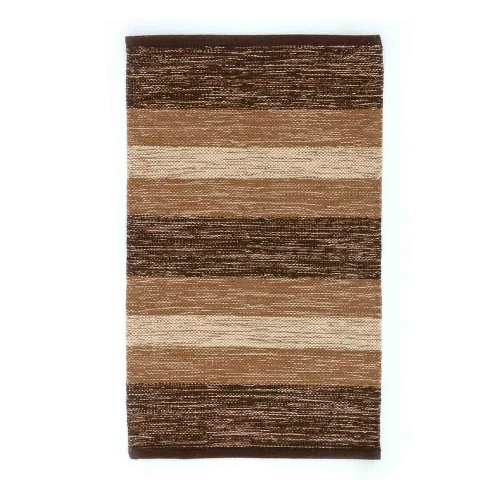 Hnědo-béžový bavlněný koberec Webtappeti Happy, 55 x 180 cm